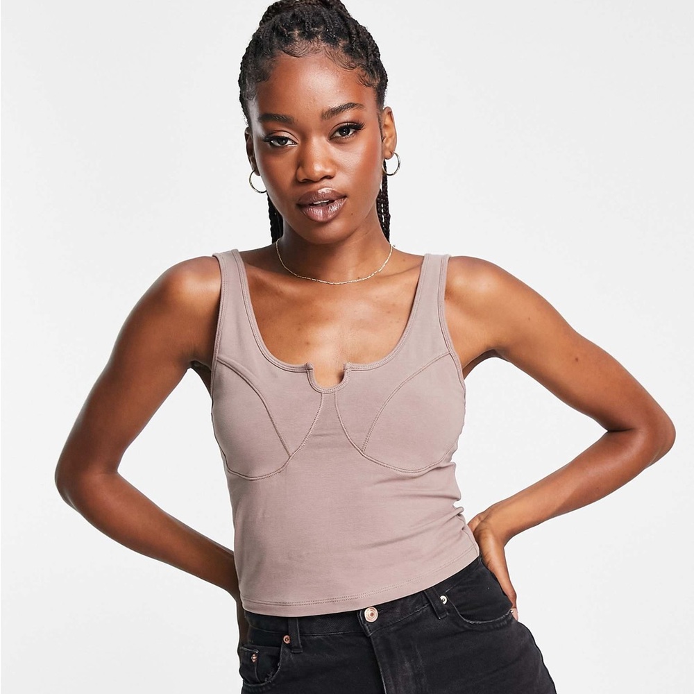 Abercrombie & Fitch black cropped tank with corset stitching